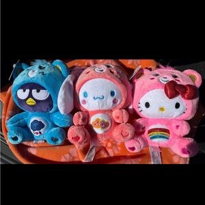 Sanrio Plush Trio - Blue, Peach, Pink